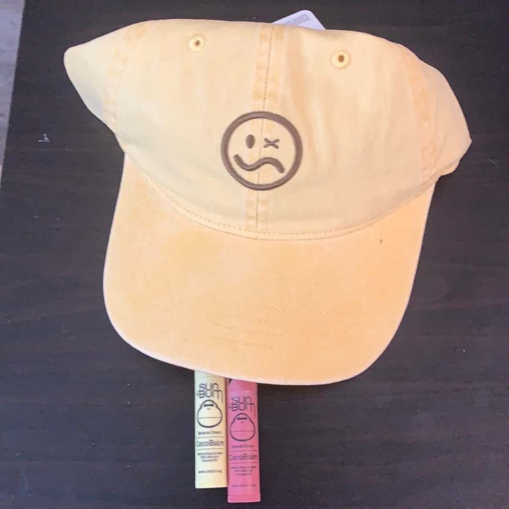 Sun Bum Yellow Embroidered Smiley Dad Hat